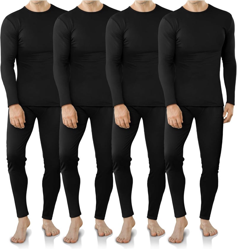 VZV Store 4 Set Thermal Underwear for Men Fleece Lined Long Johns for Men Thermal Top and Bottom Set Long Underwear for Winter - Image 1